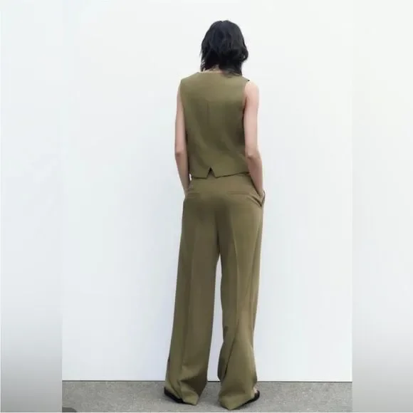 Zara dark Tan/ slightly Green slouchy trousers - Picture 6 of 16